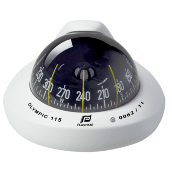  Kompass Olymp 115, Form: konkav. Farbe: weisse mit schwarzer Rose. Für Segelebotte  6 bis 12 m (19 bis 40 Fuss)
